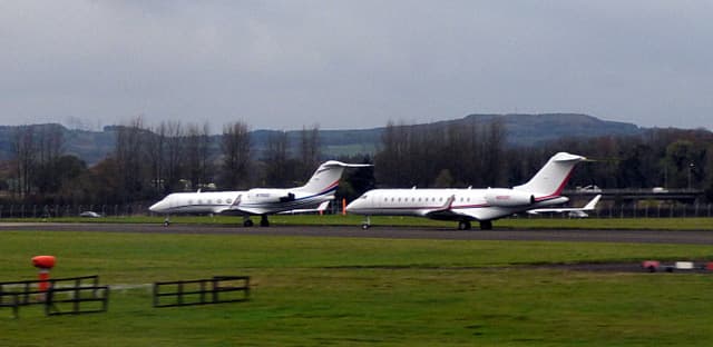 Private jets on the tarmac